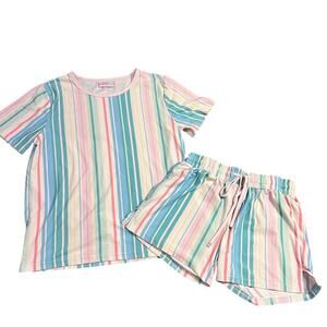 SweetHoney Women’s Pajama Lounge Short Set Size XS Colorful Stripe Stretch